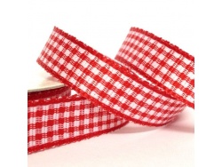 Gingham 10mm Ribbon Pastel Red