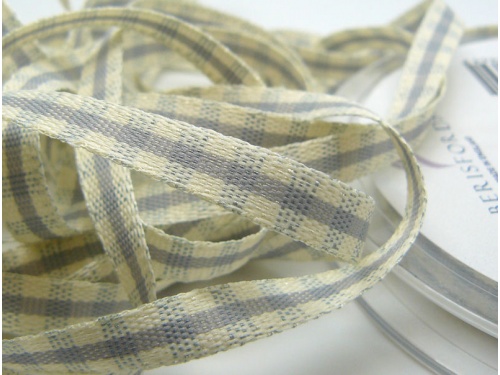 Rustic Gingham 7mm Ribbon Grey